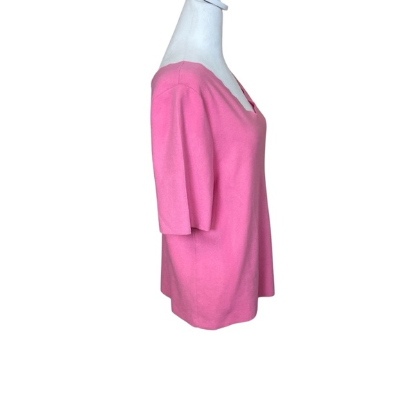 Talbots Scalloped V-Neck Sweater Pink Pullover Knit Extra Large Petite Feminine - Picture 4 of 9